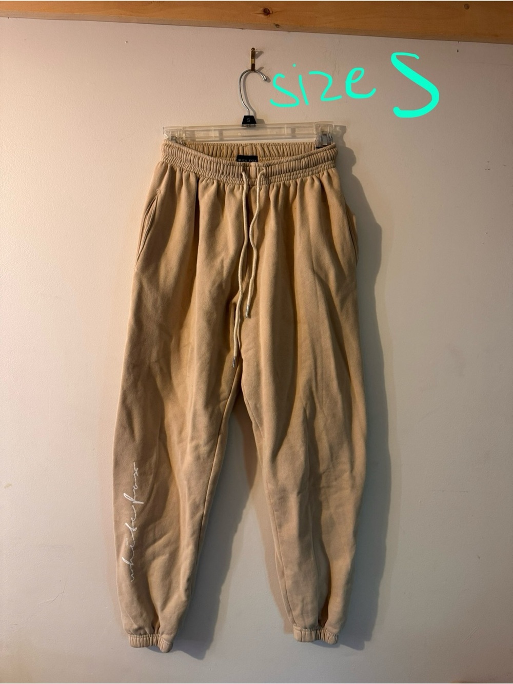 White Fox Boutique Beige Drawstring Joggers